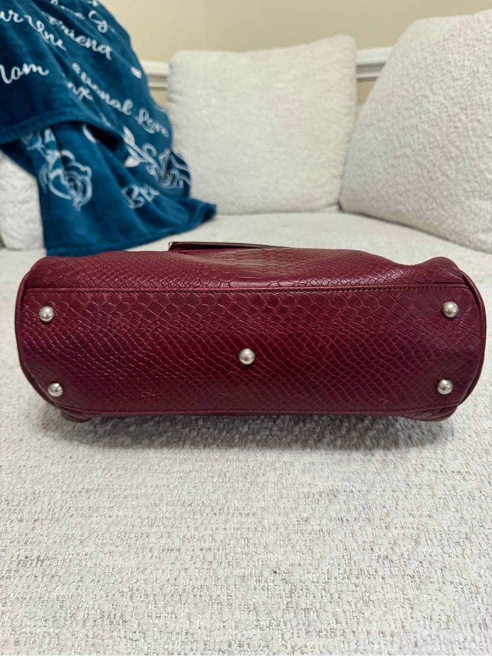 Longchamp Gatsby Satchel Red Python Embossed Twist Lock Structured Purse France - Picture 6 of 16